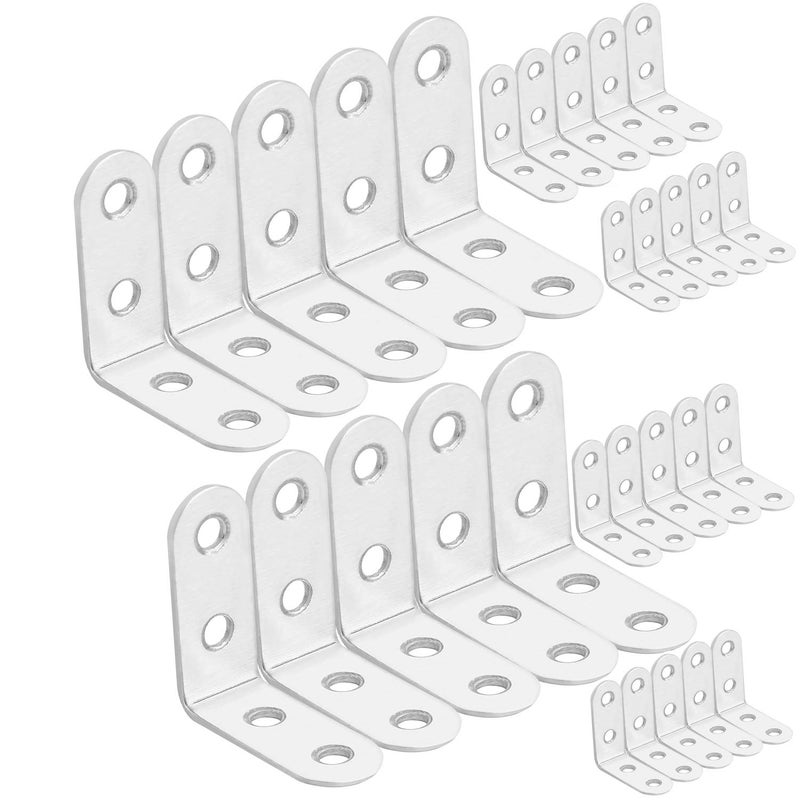KINJOEK 100 Packs 40 x 40 x 16 mm Heavy Duty L Bracket Corner Brace Shelf Stainless Steel Joint Right Angle Support Fastener for Wood  Shelves  Furniture and Cabinet  1.57x1.57x0.63 Inch - Image 1